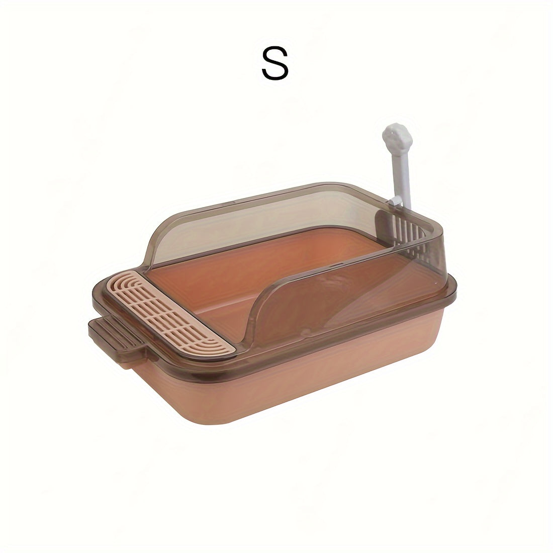 Rectangular Plastic Cat Litter Box with Removable Cover and Raised Edge