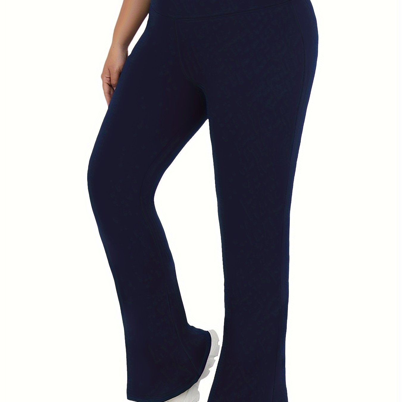 Plus Size Women's Soft High Waisted Flare Pants Tummy Control Bootleg