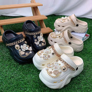 Women's EVA Slip-On Shoes Summer Casual With Flower and Rhinestone Details