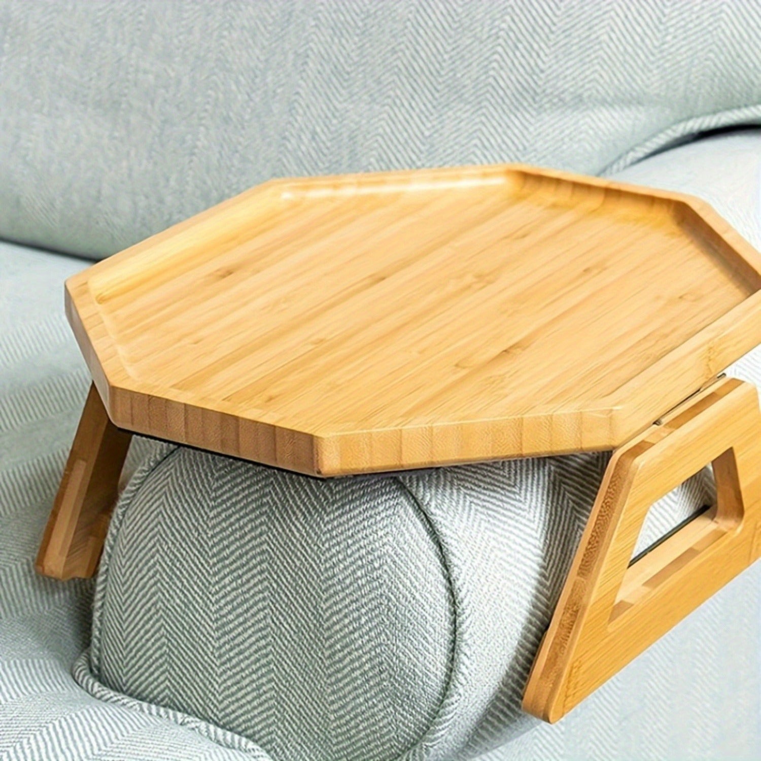 Foldable Bamboo Armrest Tray for Sofa Side Table No Electricity Needed