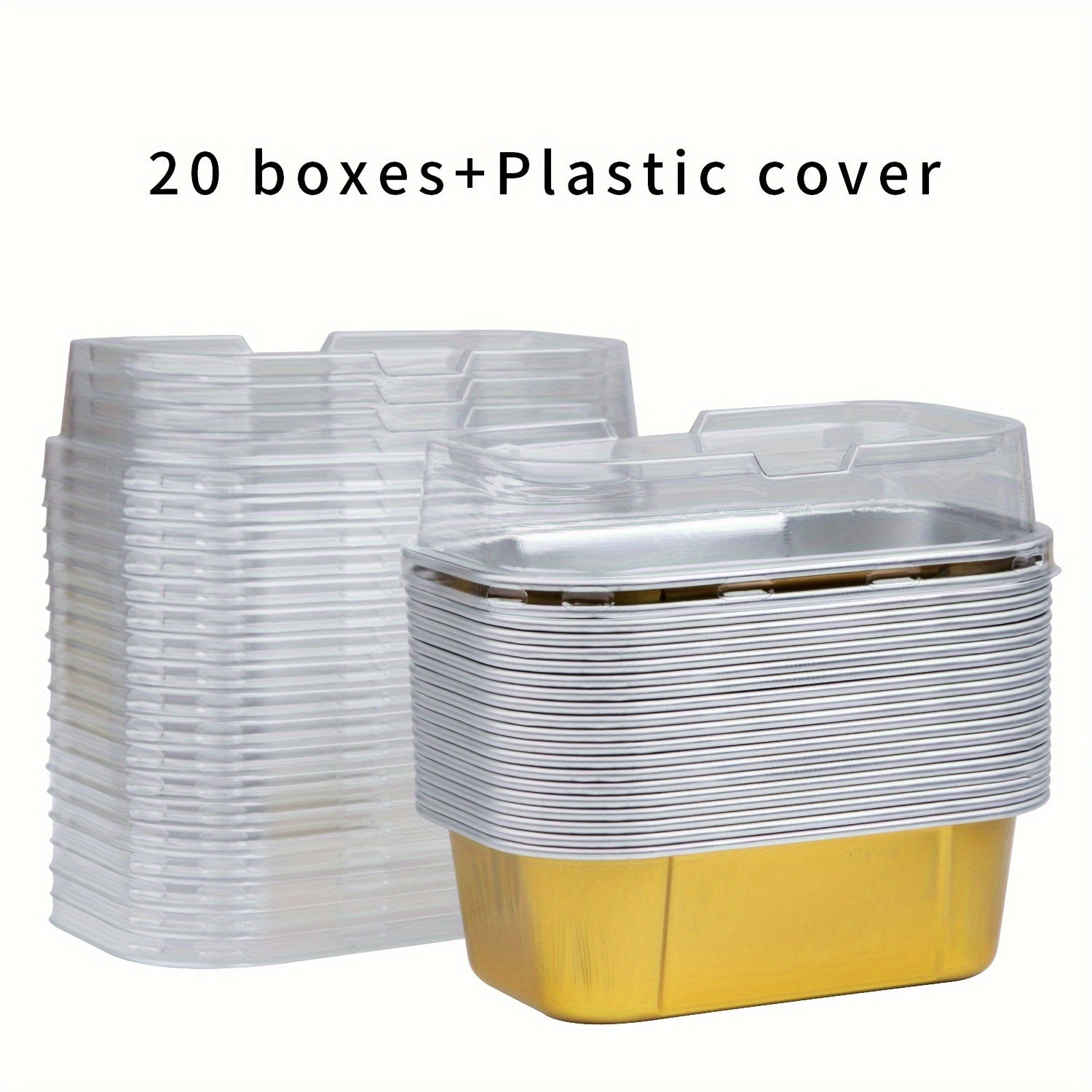 Pack de 20 copas mini cuadradas de aluminio coloridas para postres de 10.92x7.11 cm con tapas