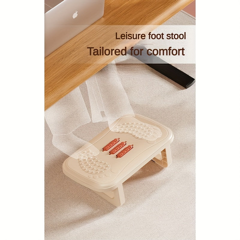 Adjustable Under-Desk Footrest Stool with Massage Surface Non-Slip Bottom in White Black Pink