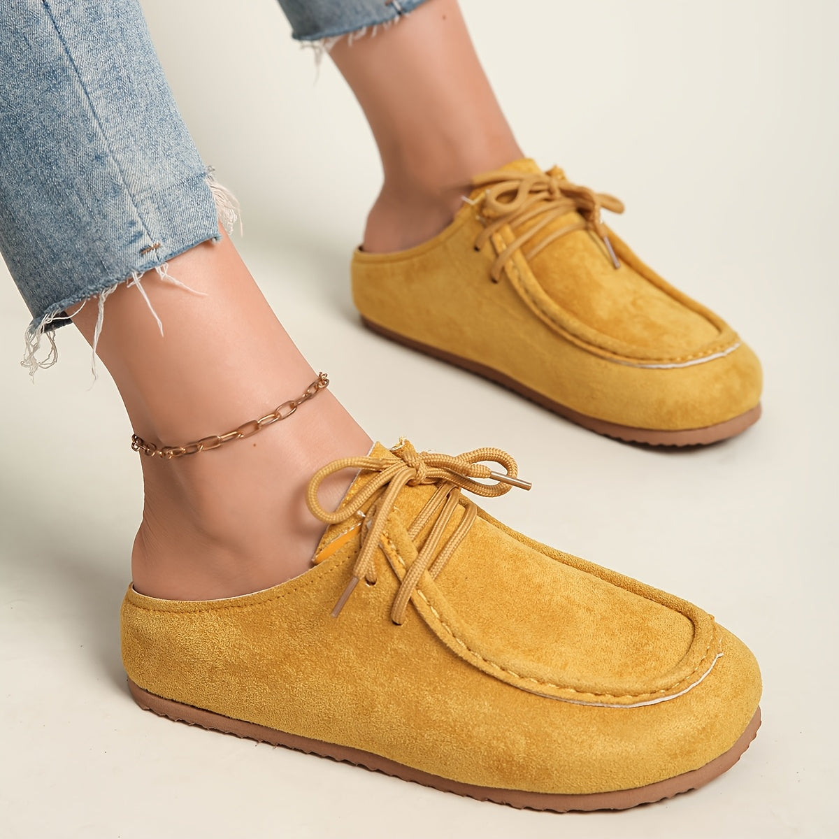 Women's Slip-On Mules with Lace-Up Design Casual Flip Flops