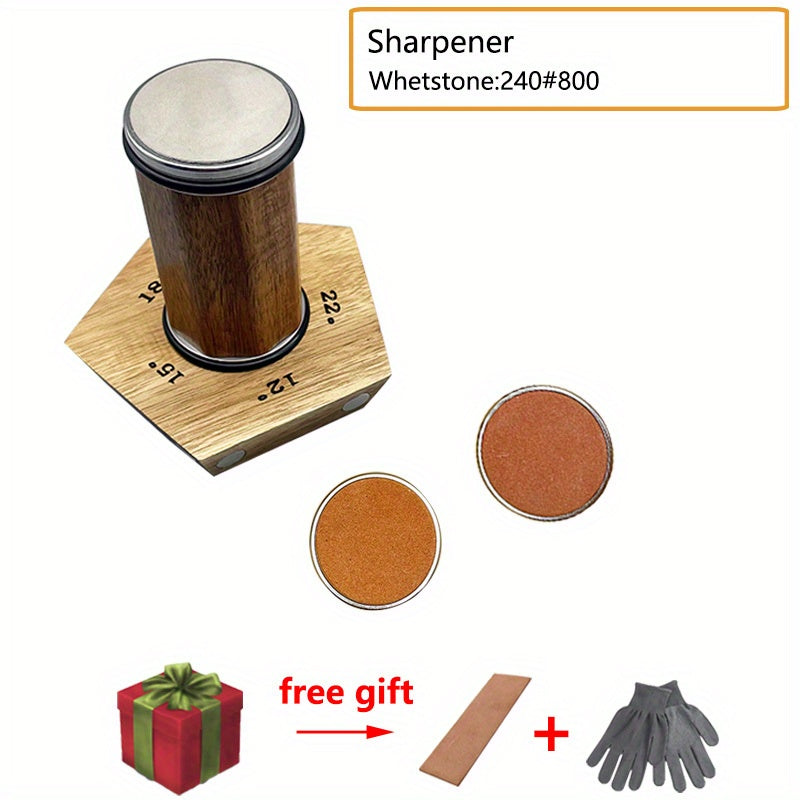 Yog'och asosli kichik pichoq silliqlash mashinasi, zanglamas po'lat komponentlar, olmos va whetstone silliqlash toshlari, 5 sozlanadigan burchaklar va oshxona pichoqlari uchun magnit tortish uchun.