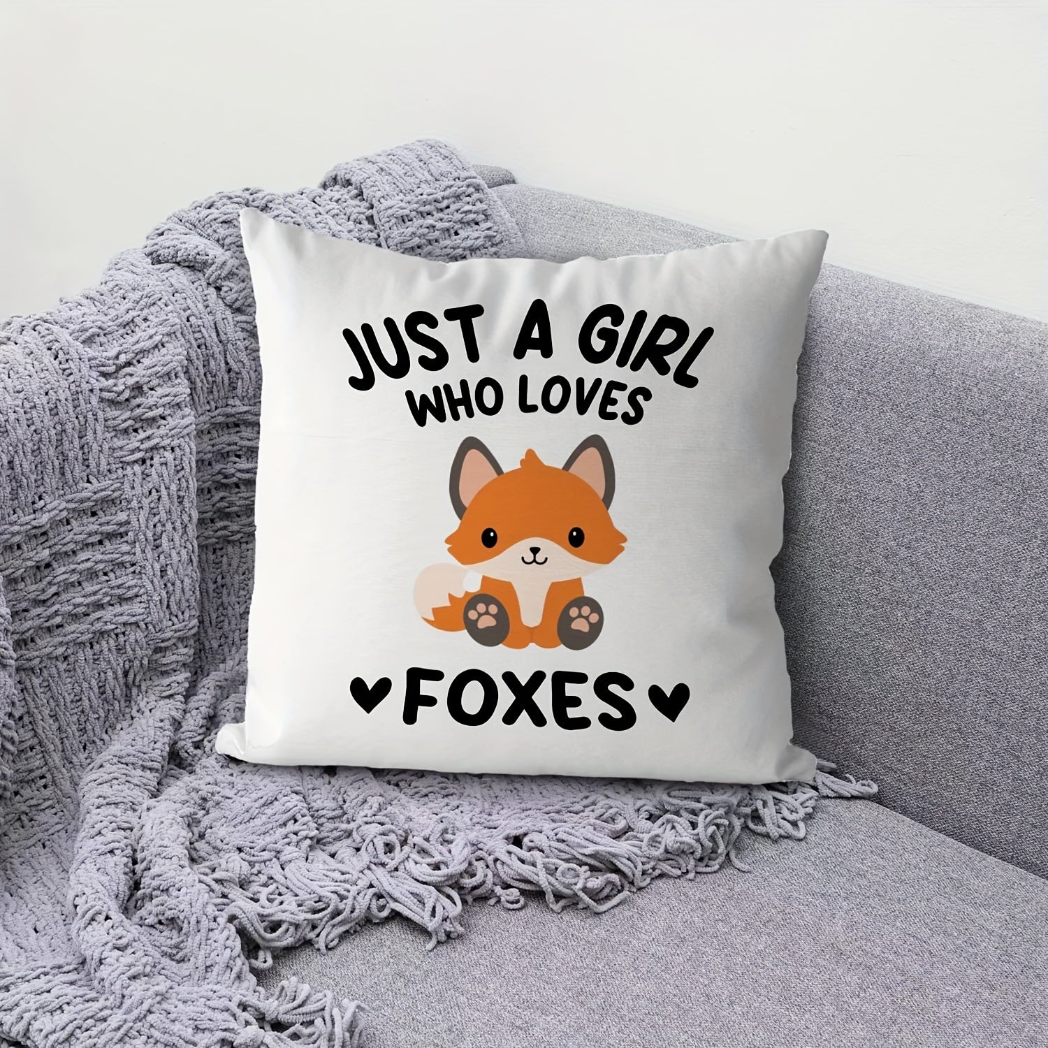 Fox Lover Pillow Cover 18x18 Inches Polyester Home Decor for Women and Girls