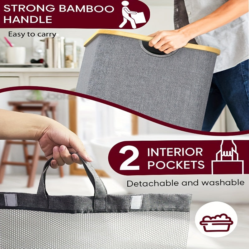 Large Laundry Hamper with Lid and Detachable Bags for Clothes Storage in Laundry Rooms and Dorms