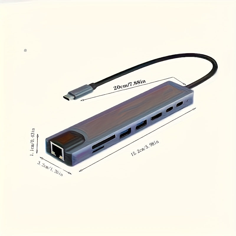 Hub USB C 8-en-1 con entrega de potencia de 87W, Ethernet, lector de tarjetas SD TF, 4K Ultra HD