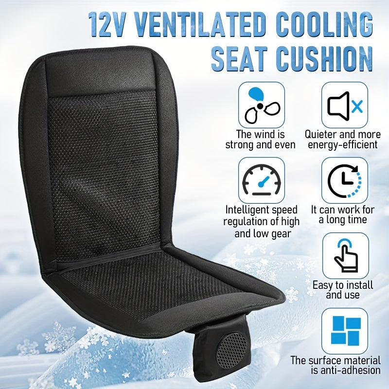 Car Seat Cooling Fan Cushion Black 12V Ventilation Seat Pad with Wind Control