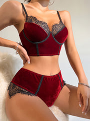 Women's Lingerie Set with Thin Shoulder Straps Bra and Panty Sexy Clothing