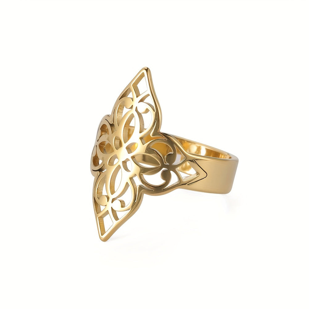 Sterling Silver Ethnic Style Lucky Flower Ring for Women