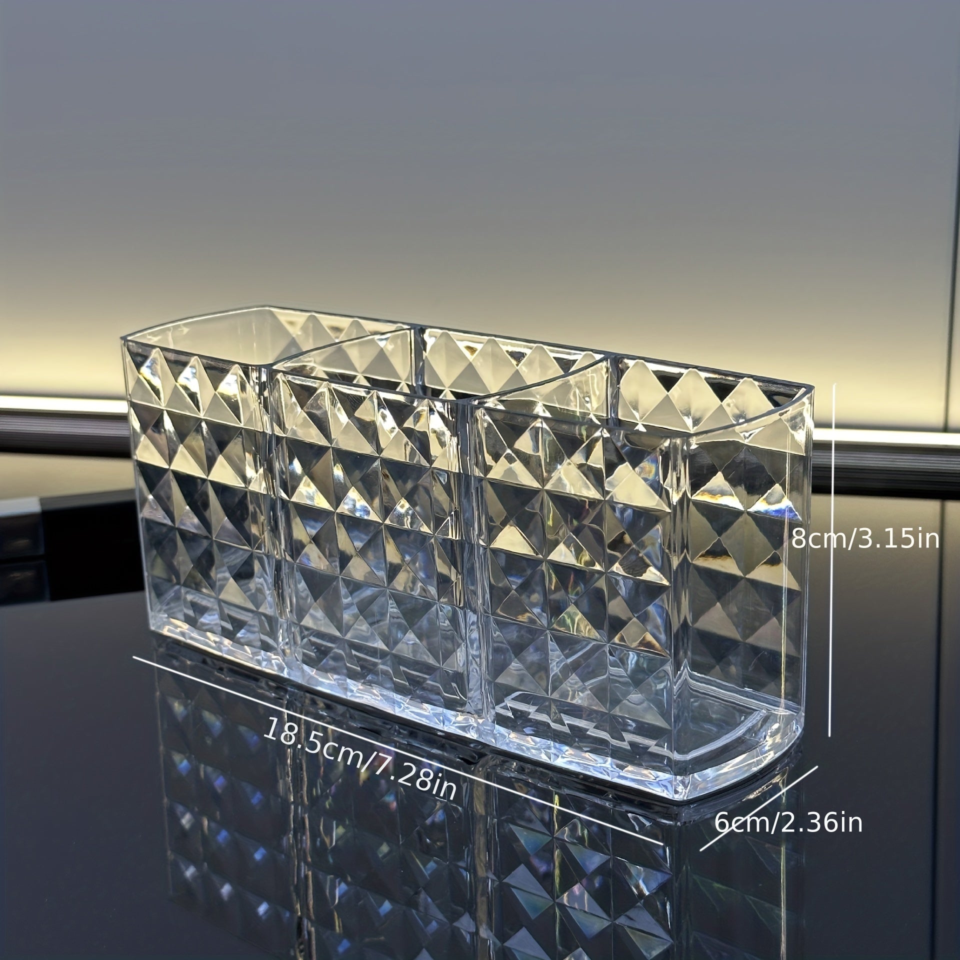 Akril makup choʻplagich uchun 3 bo‘lakli bo‘laklar bilan kosmetikalarni va hammom dekorini tartibga solish uchun