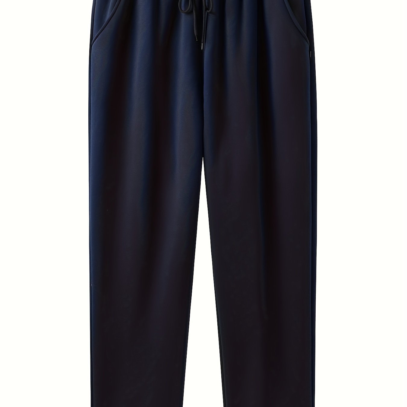 Erkaklar uchun kuz/qish fleytsli tasodifiy sport shimlari - Keng kesim, bir rangda, tortma bel, cho'ntaklar, KATTA O'LCHAM