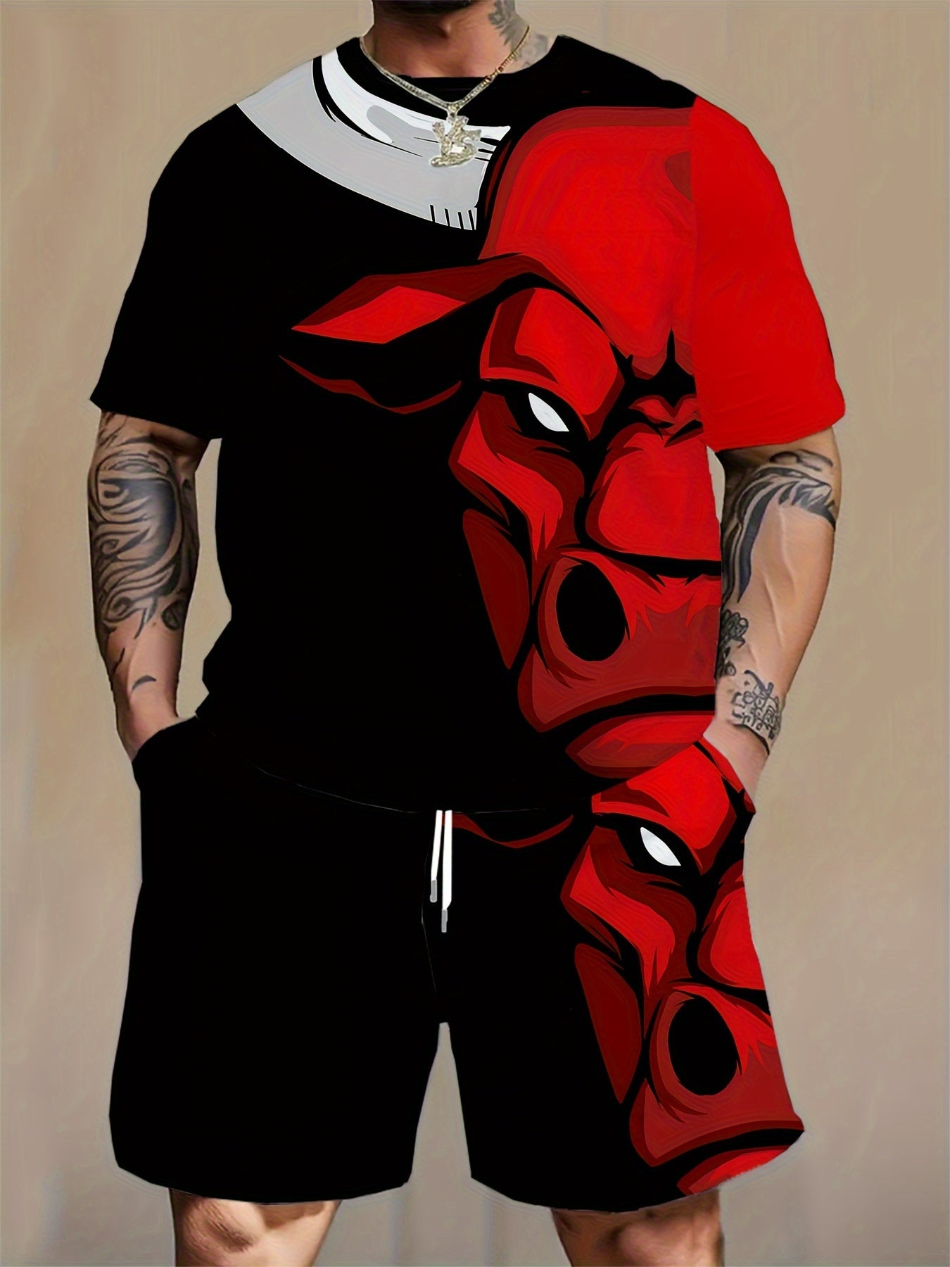 Men's Activewear Set T-Shirt and Breathable Shorts for Outdoor Sports