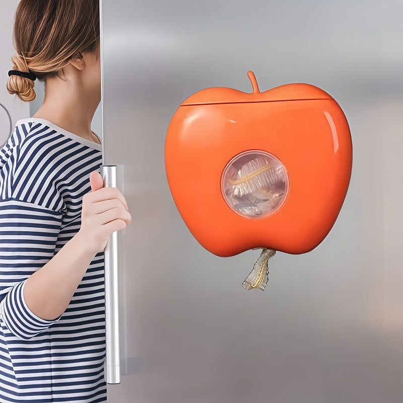 Wall Mount Apple-Shaped Storage Box for Cling Film and Bags Kitchen Organizer
