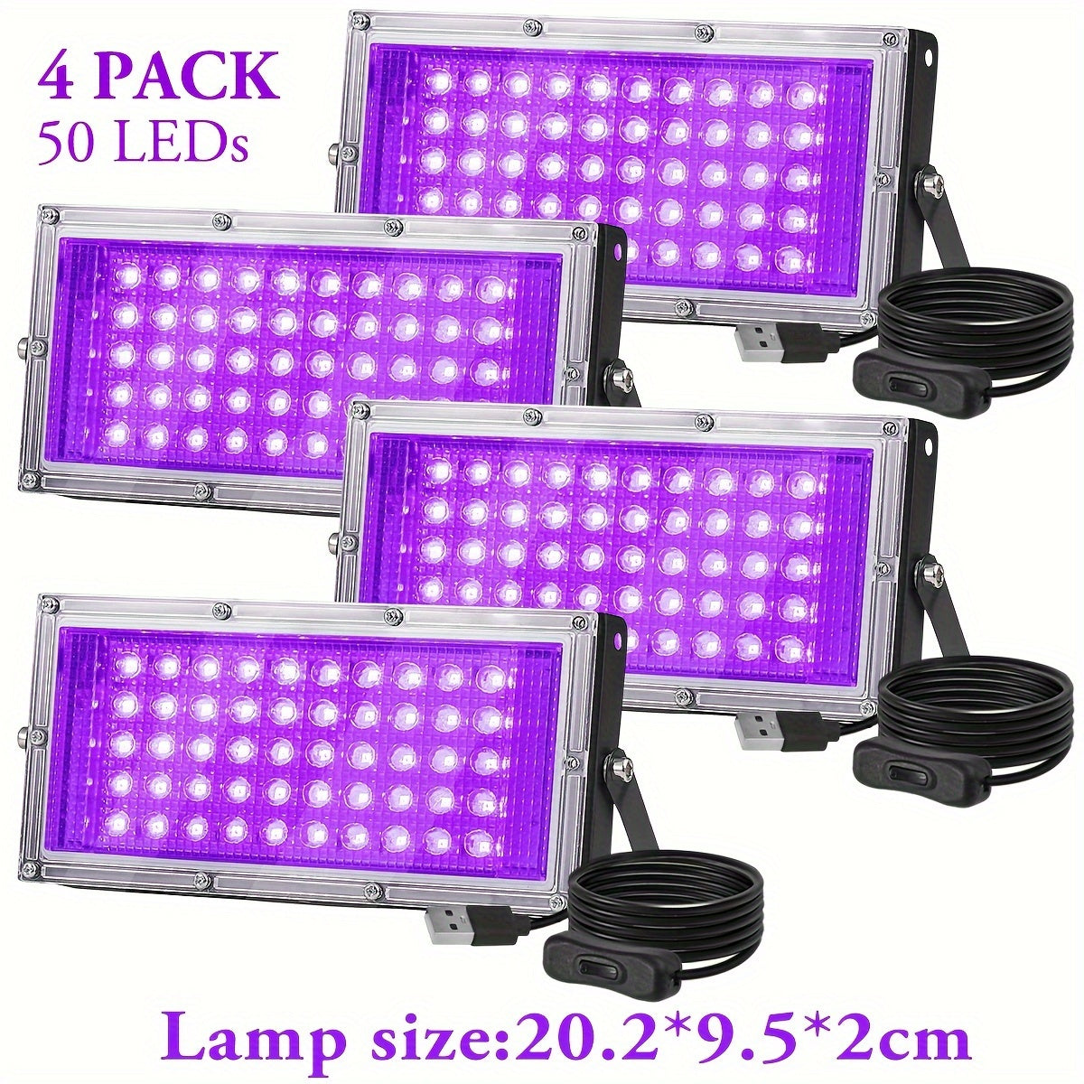 UV Black Light Pack 50/96/144 LEDs USB Powered for Party Halloween Fluorescent Posters