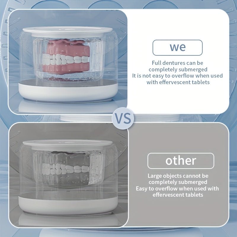 Portable USB Rechargeable Denture Cleaner with 50KHz Vibration and Long-Lasting Battery
