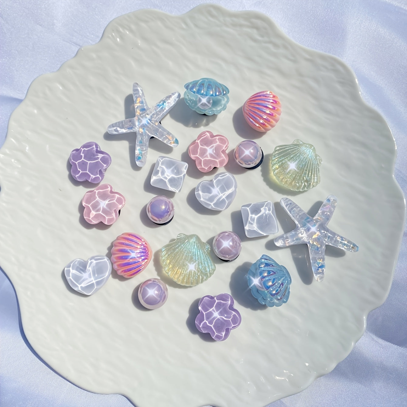 20pcs Starfish Shell Water Ripple Shoe Accessories for Sandals and Garden Shoes