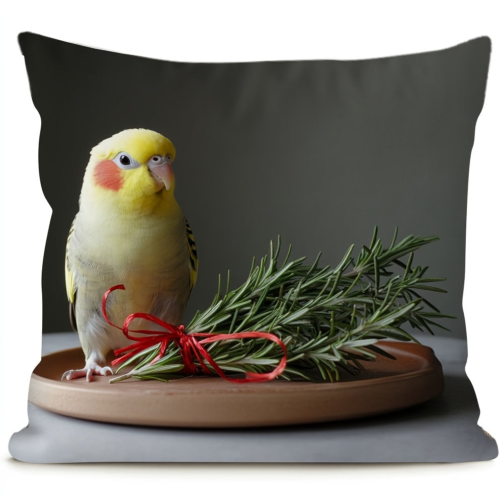 Cockatiel Throw Pillow Cover with Seasonal Design Durable Double-Sided Polyester for Living Room Bedroom Office Sofa