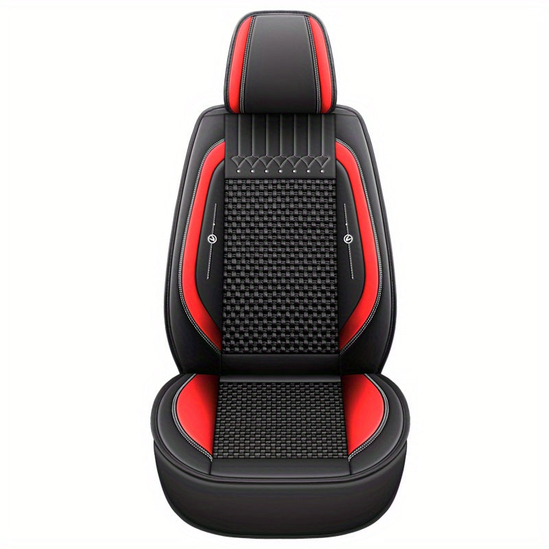 Universal Car Seat Cover Full Enclosure PU Leather Ice Silky Fiber All-Season