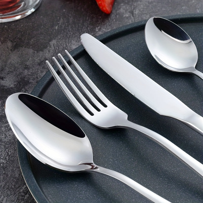 24-Piece Stainless Steel Tableware Set for 6 Dishwasher Safe Mirror Polished Utensils