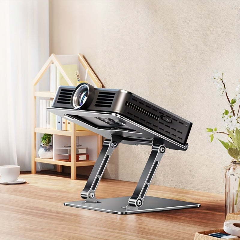 Adjustable Alloy Projector Stand with Phone and Remote Holders for Home and Outdoor Cinemas