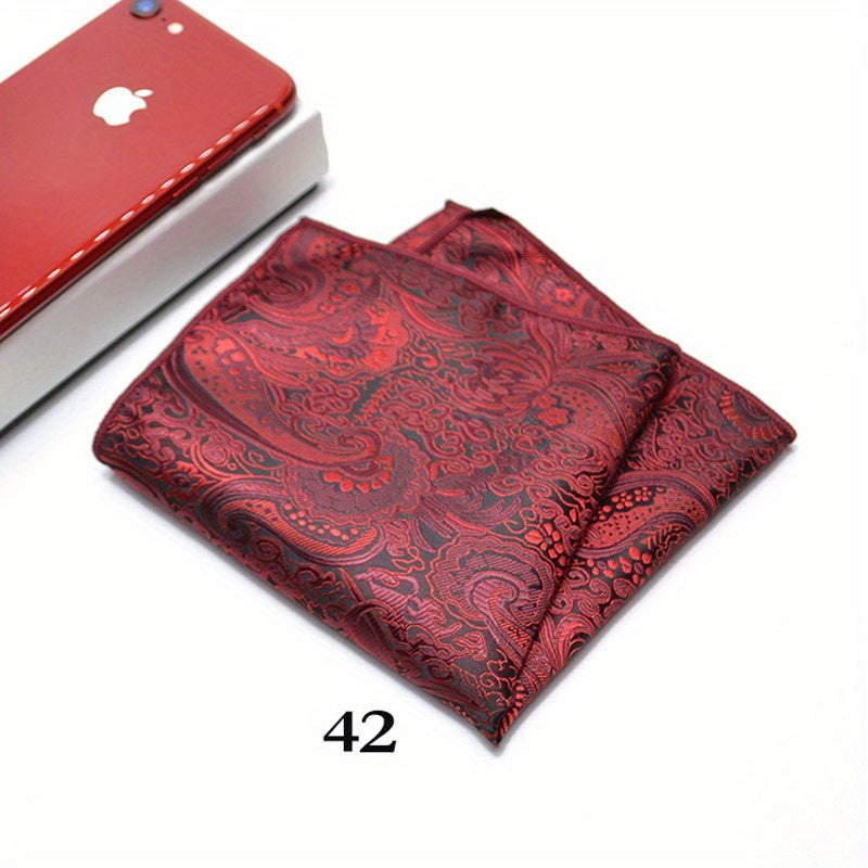 Pañuelo de bolsillo de jacquard paisley para hombre, patrón de anacardo, accesorio elegante