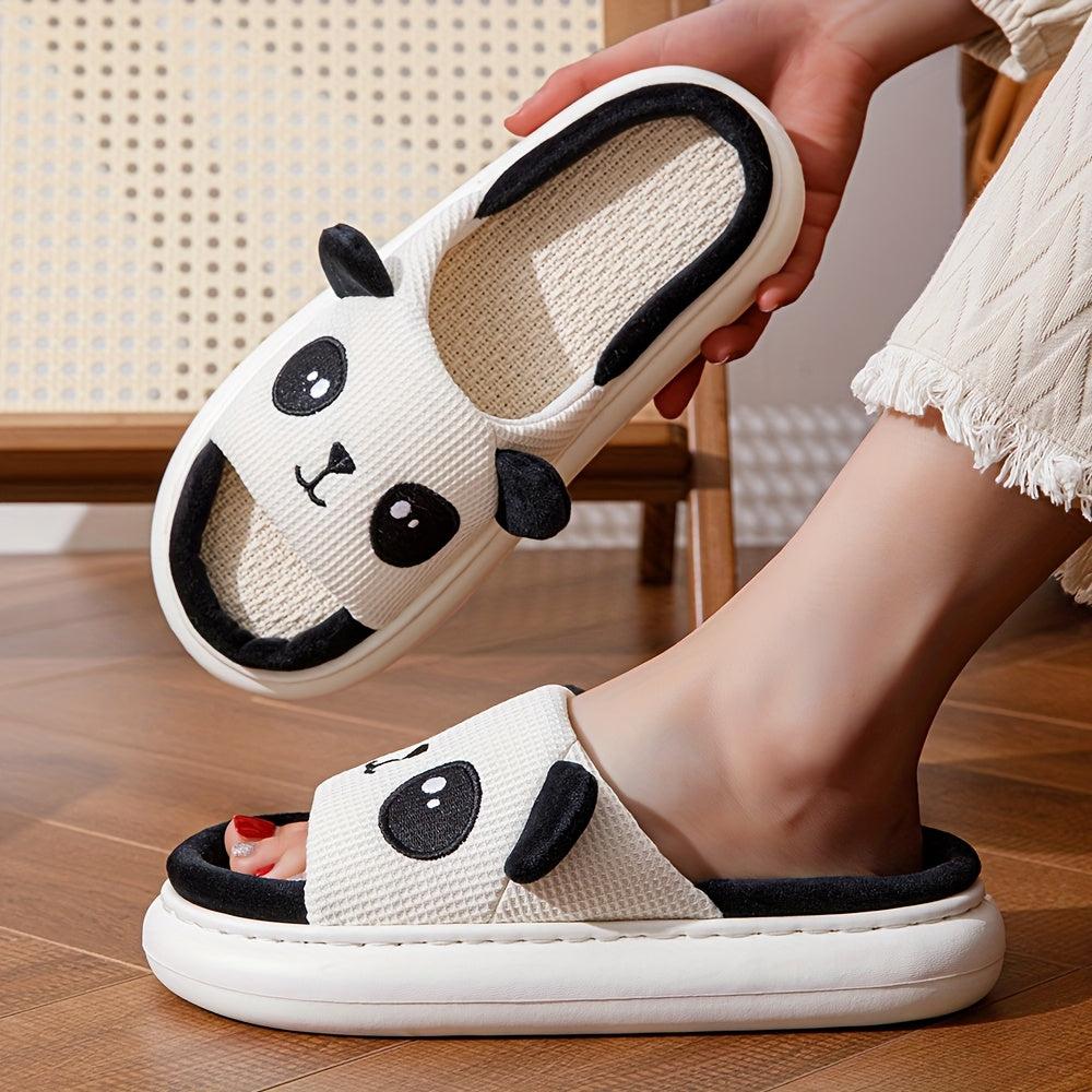 Unisex Linen Slip-On Slippers Soft Breathable Home Shoes All-Season