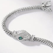 Sterling Silver Snake Bracelet Rhodium Plated with Synthetic Zirconia for Women