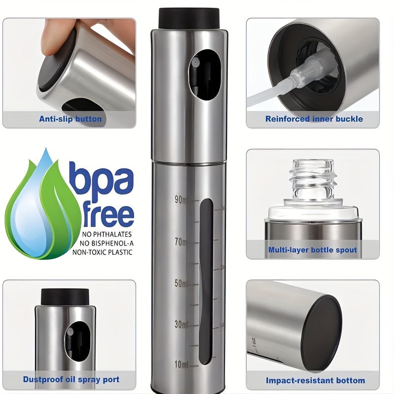 100ml Stainless Steel Oil Spray Bottle for Kitchen Seasoning and Barbecue