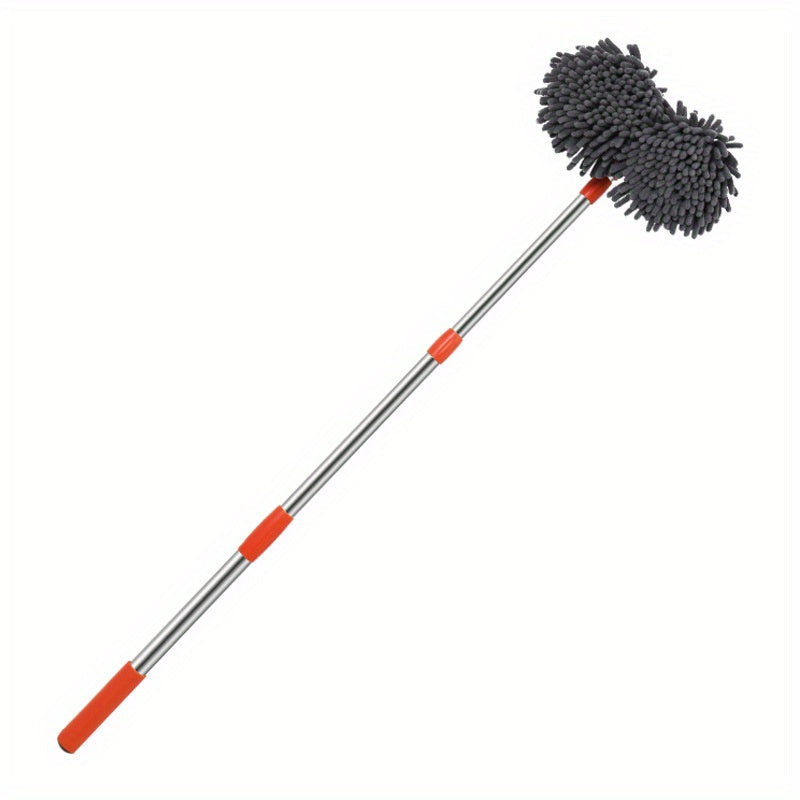 Microfiber Car Wash Brush Kit Double Brush Head Long Handle Cleaning Tool