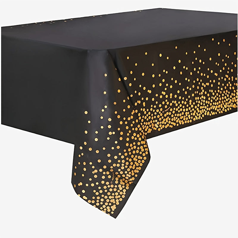 Black and Gold Dot Tablecloth for Parties and Events Easy to Clean Eco-Friendly 60x84 Inches