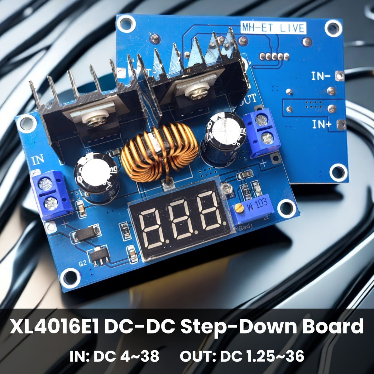 Convertidor Buck DC-DC Regulador de Voltaje Ajustable 8A Entrada 4-36V Salida 1.25-36V