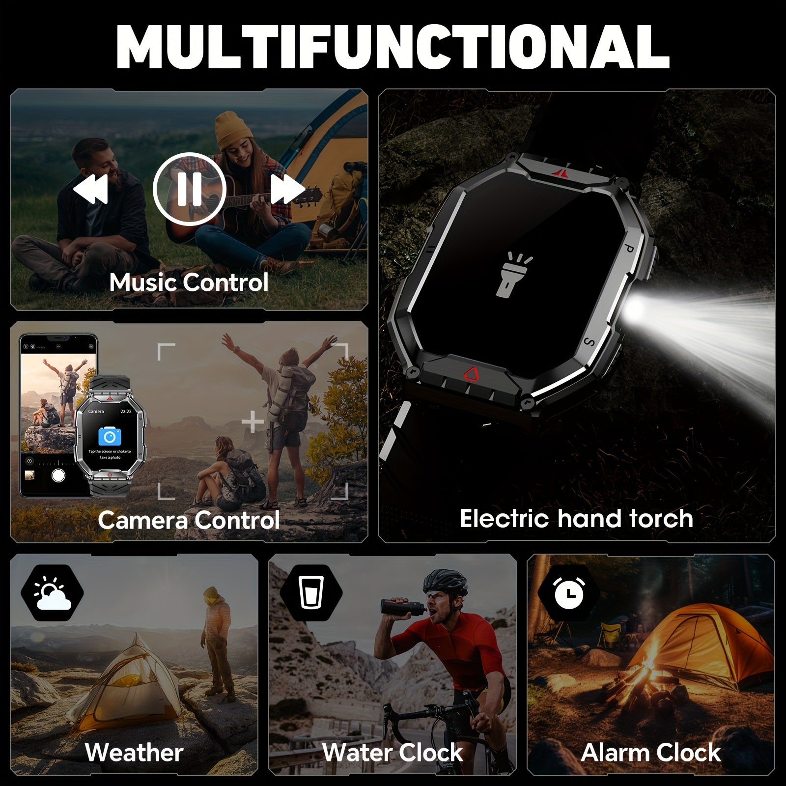 Мужские умные часы с полным сенсорным экраном 2,1 дюйма, фитнес-трекером и беспроводными звонками