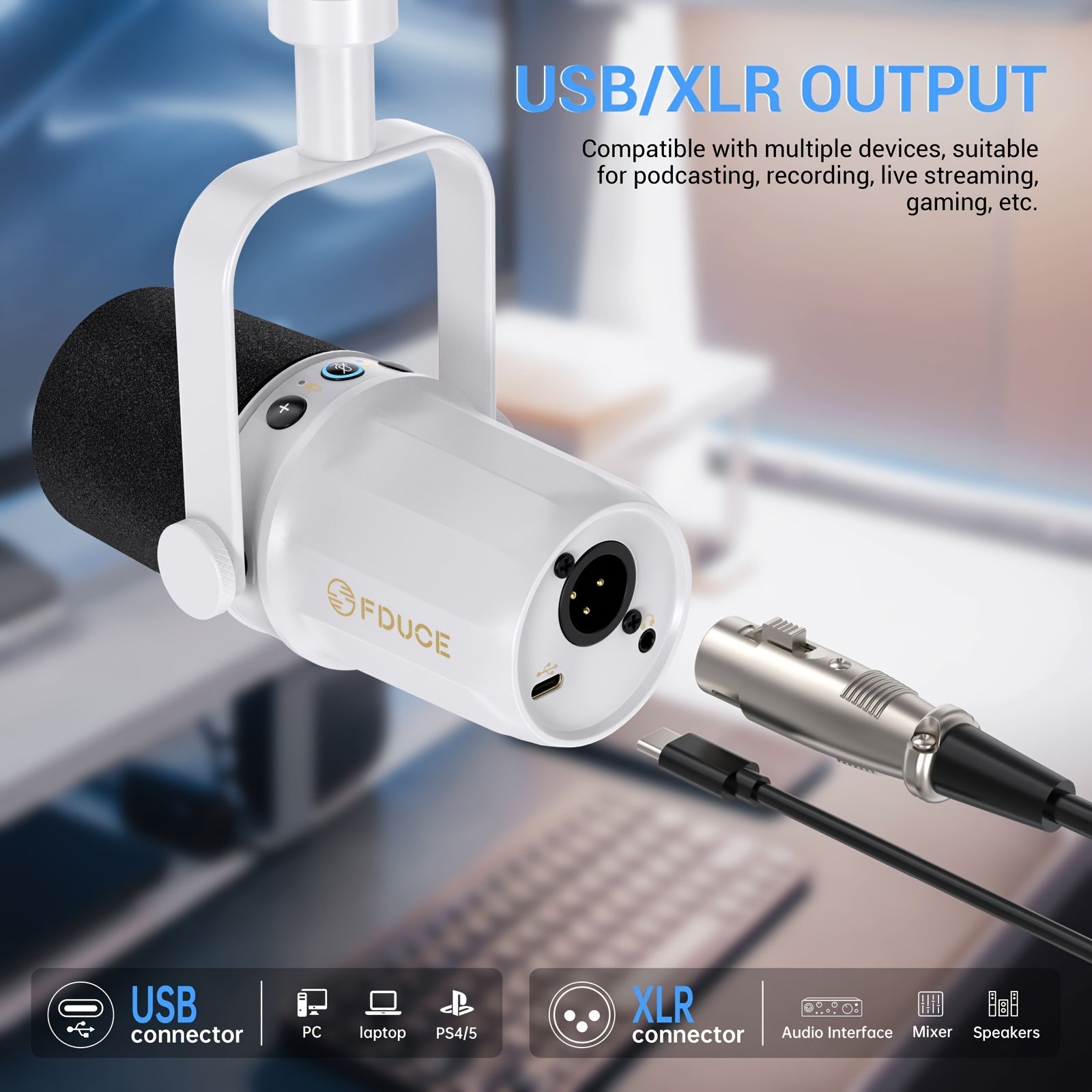 Ультимативный подкастный микрофон: динамический микрофон FDUCE SL40 USB/XLR с встроенной гарнитурой и звукоизоляцией!