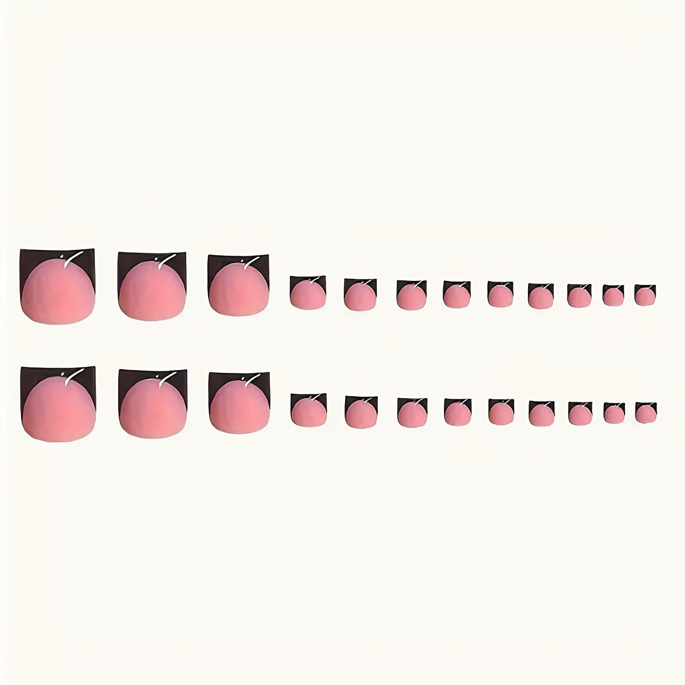 Women Black French Tip Press-On Toenails Kit Medium Square Fake Nails