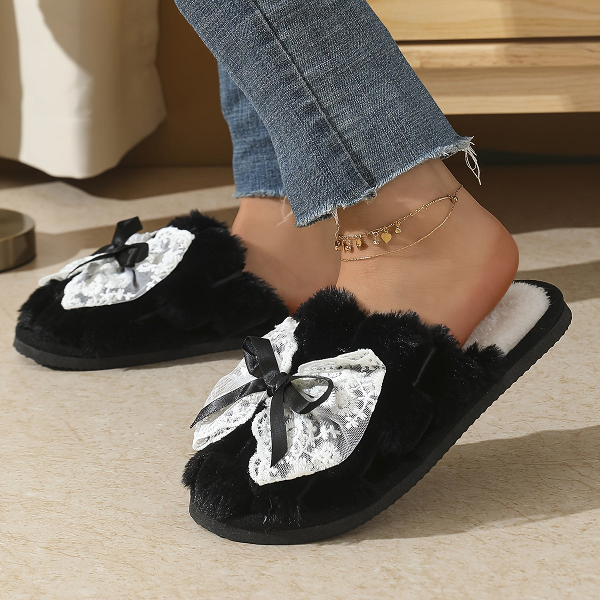 Women's Slip-On Indoor Slippers Soft Fabric Non-Slip EVA Sole Pastel Pink Black Gray Beige