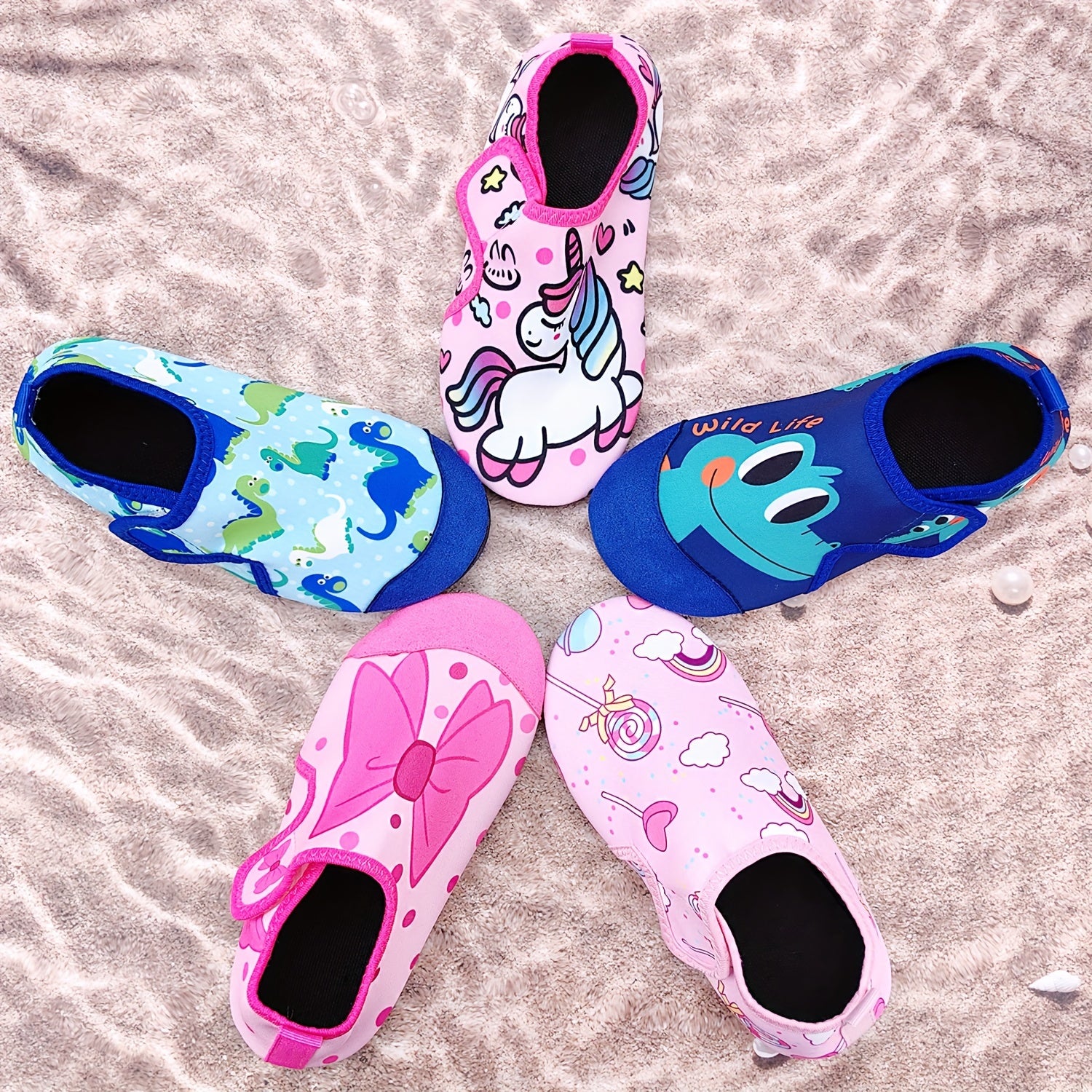 Детские летние водные тапочки с мультяшным принтом, легкая быстро сохнущая ткань, верх из ТПР, подошва из ТПР