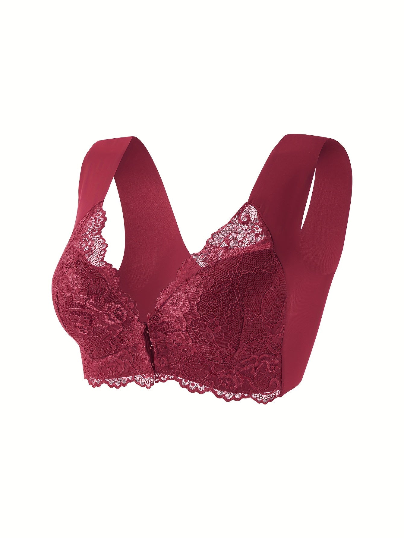 Sostén push-up de encaje con relleno no removible, sin costuras, espalda negra, poliéster y elastano, para mujer