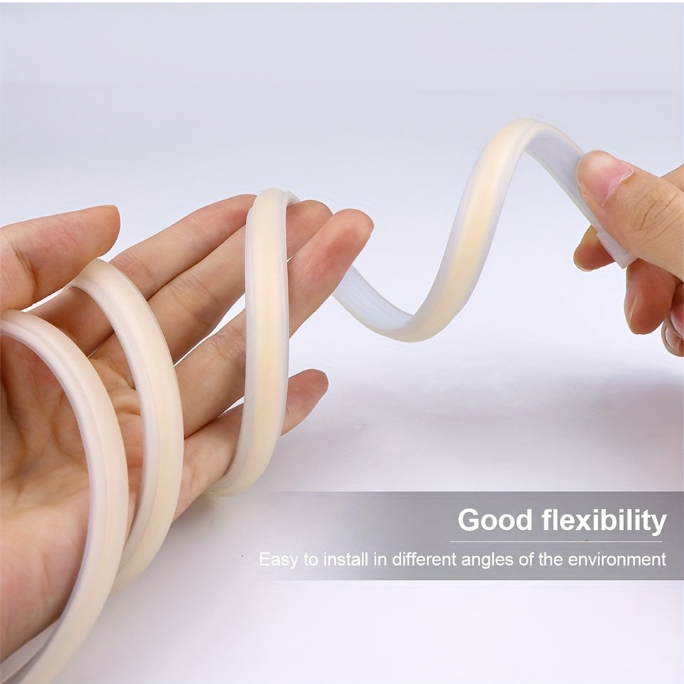 1 упаковка 220В COB гибкой светодиодной ленты с 288 светодиодов/м, 12Вт/м. Режущаяся 1м светодиодная лента для наружного освещения сада для кухни и спальни, включает бесплатные аксессуары и 1,2м EU штепсель с выключателем.