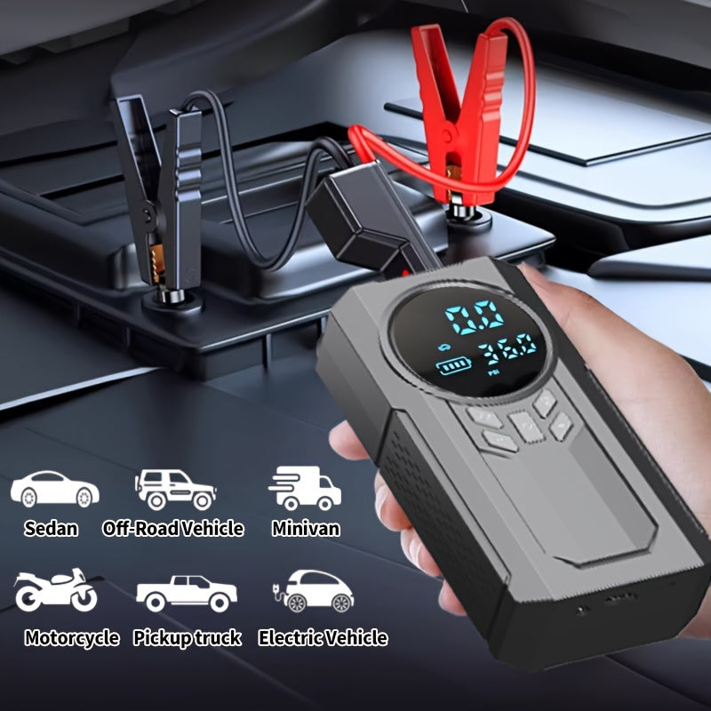 Kit de reparación de emergencia portátil para coche con batería de litio de 8000mAh, compresor de aire inalámbrico, pantalla digital y luz LED