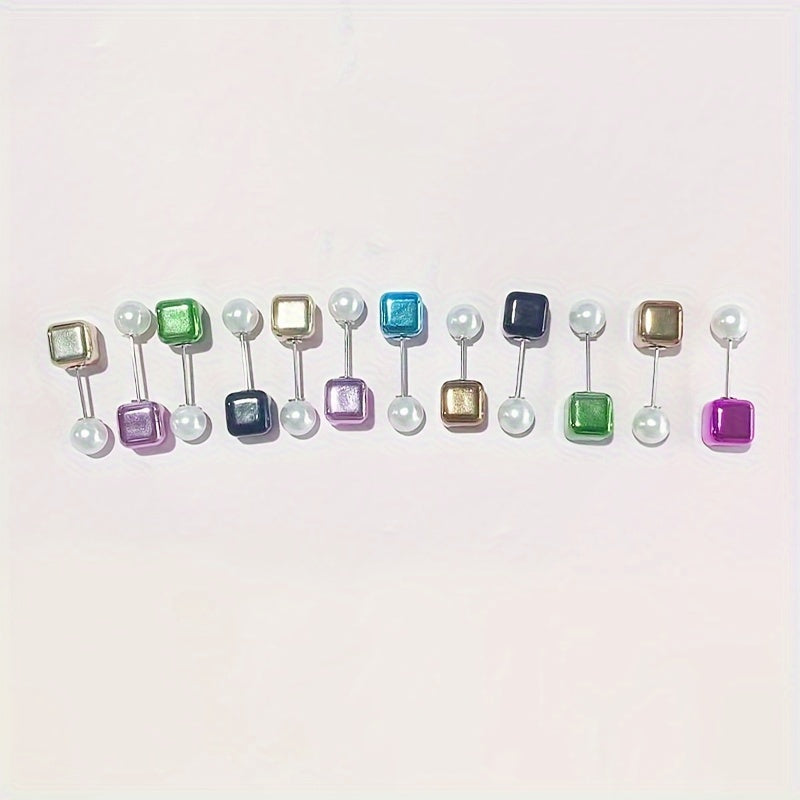 Square Hijab Pins Pack of 12 Resin Scarf Brooches Shawl Clips Fashion Accessories