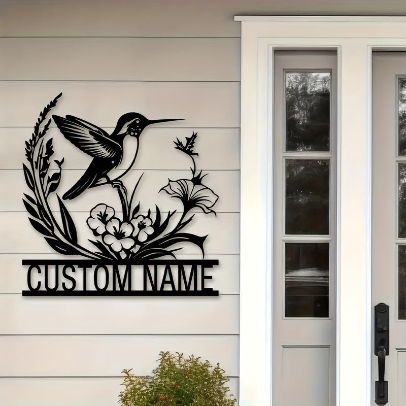 Personalized Metal Bird and Flower Wall Art for Porch or Courtyard Farmhouse Decor