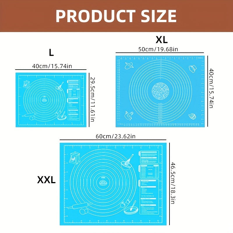 EVA Non-Stick Silicone Baking Mat with Measurement Guide for Pizza Cakes