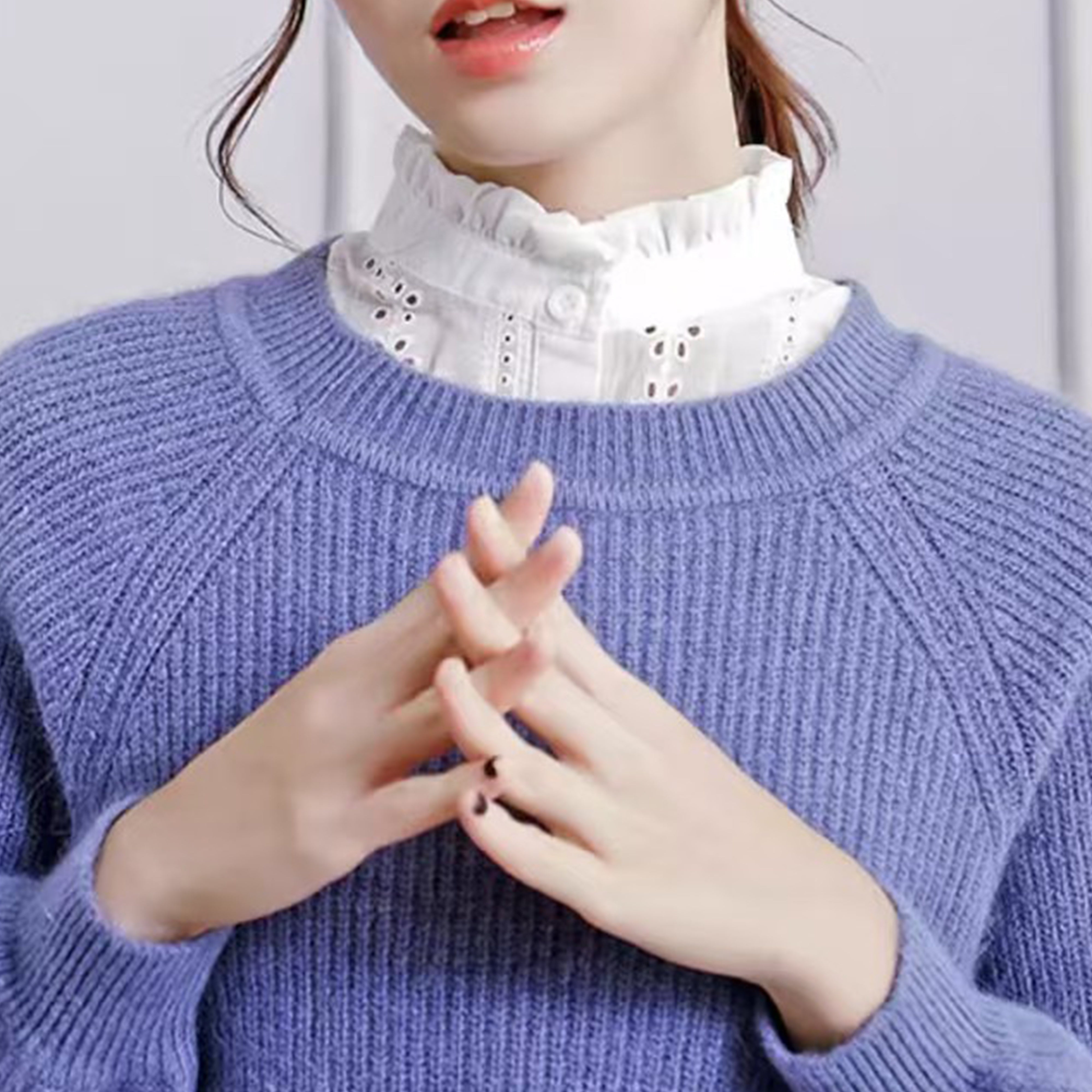 Women's Lace Detachable Collar with Ruffled Edges and Floral Jacquard Pattern for Layering