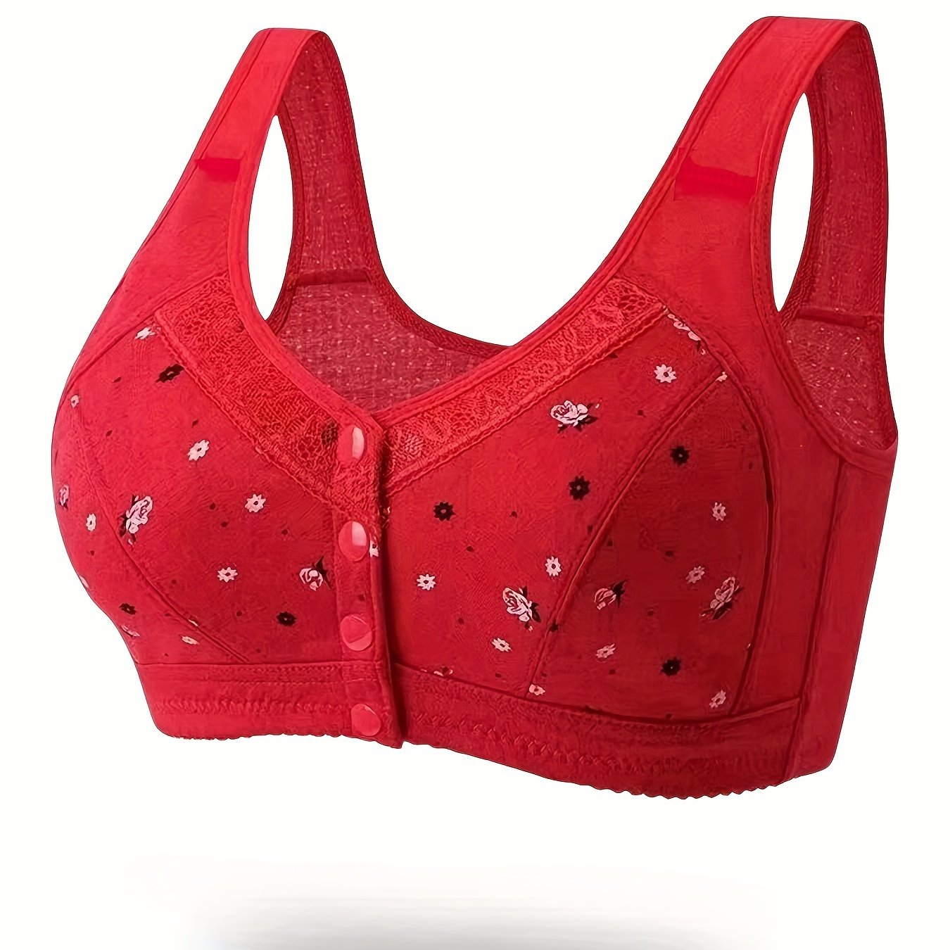 Floral Print Wireless Bralette Polyester Elastane Light Support No Padding