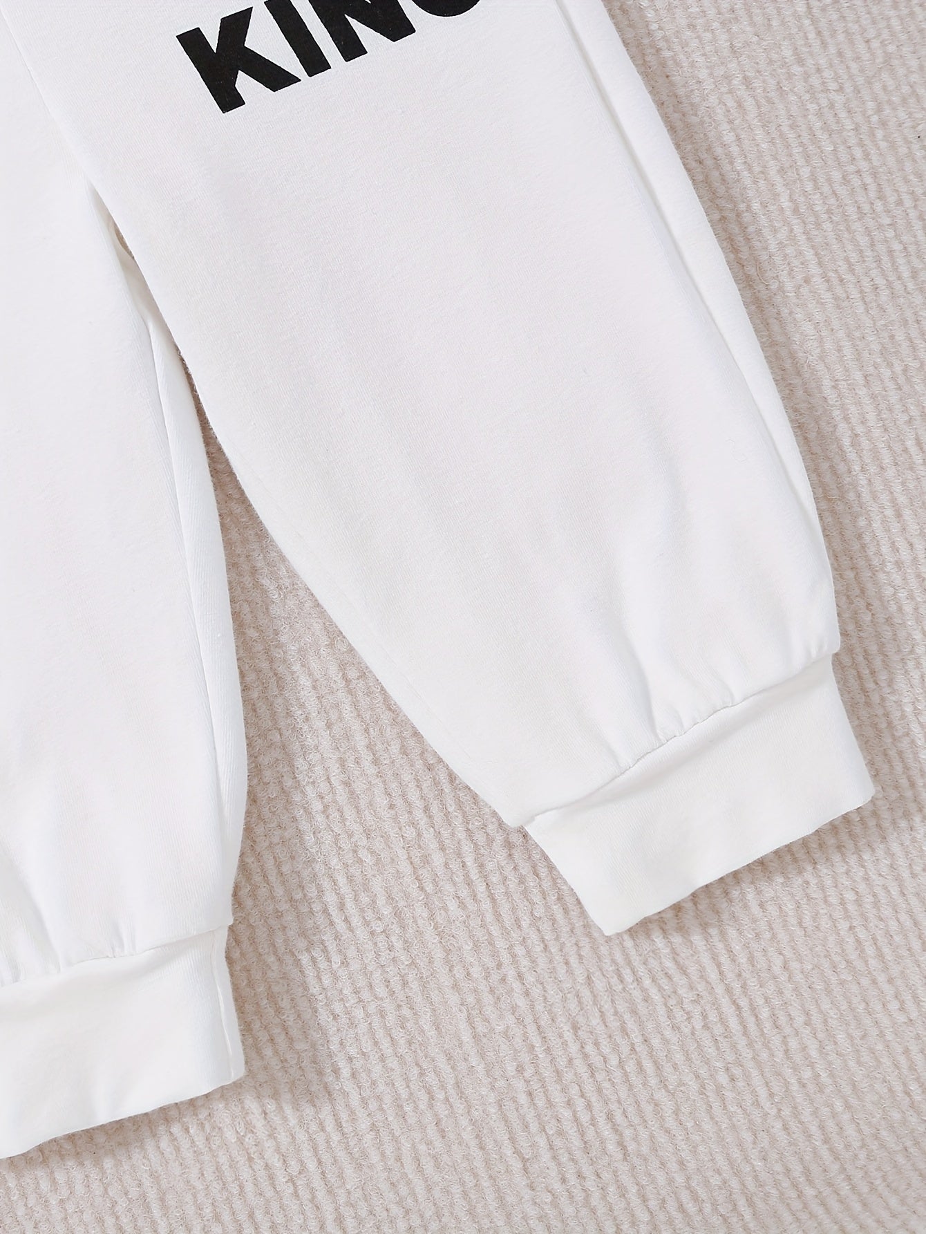 Baby Boy's Casual Outfit Set Cotton Hooded Sweatshirt and Pants with KING Print