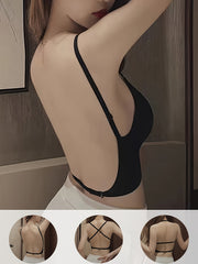 Women’s Nylon Bralette Wireless Removable Backless Push-Up Seamless Breathable High Support