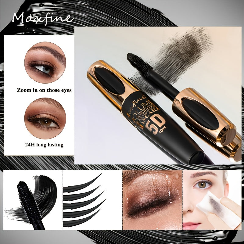 Women Silk Fiber Mascara Black Waterproof Volumizing Lengthening Long Lasting