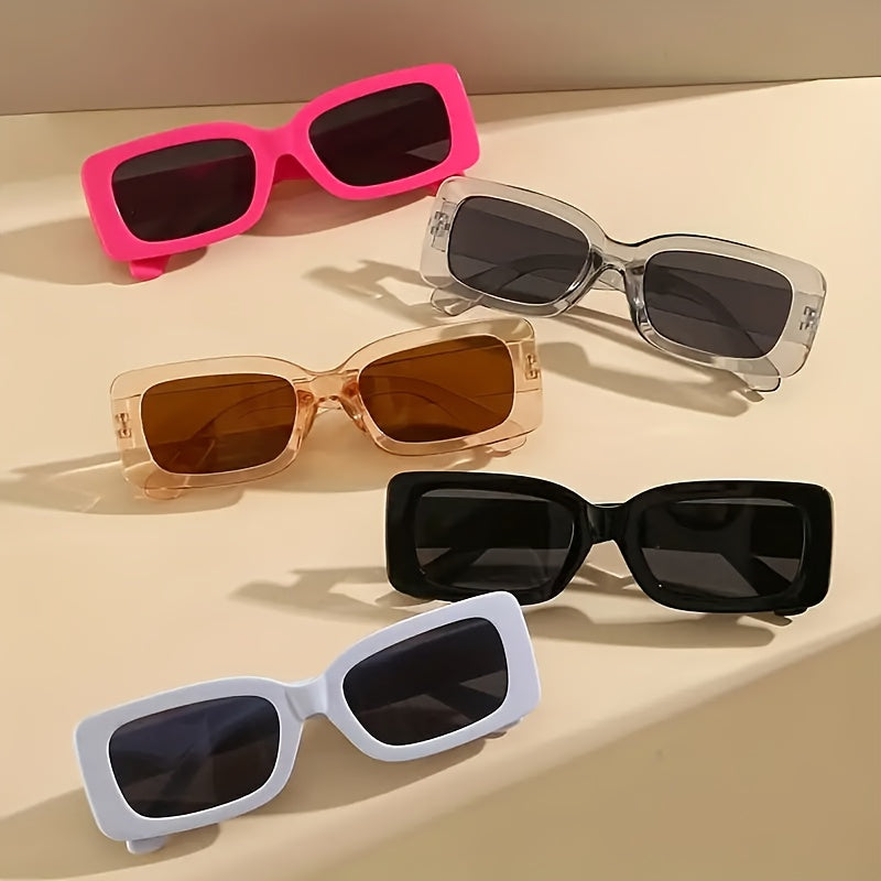 Set of 5 Retro Square Fashion Glasses for Men and Women Anti-Glare Sun Protection for Beach Travel and Clubbing