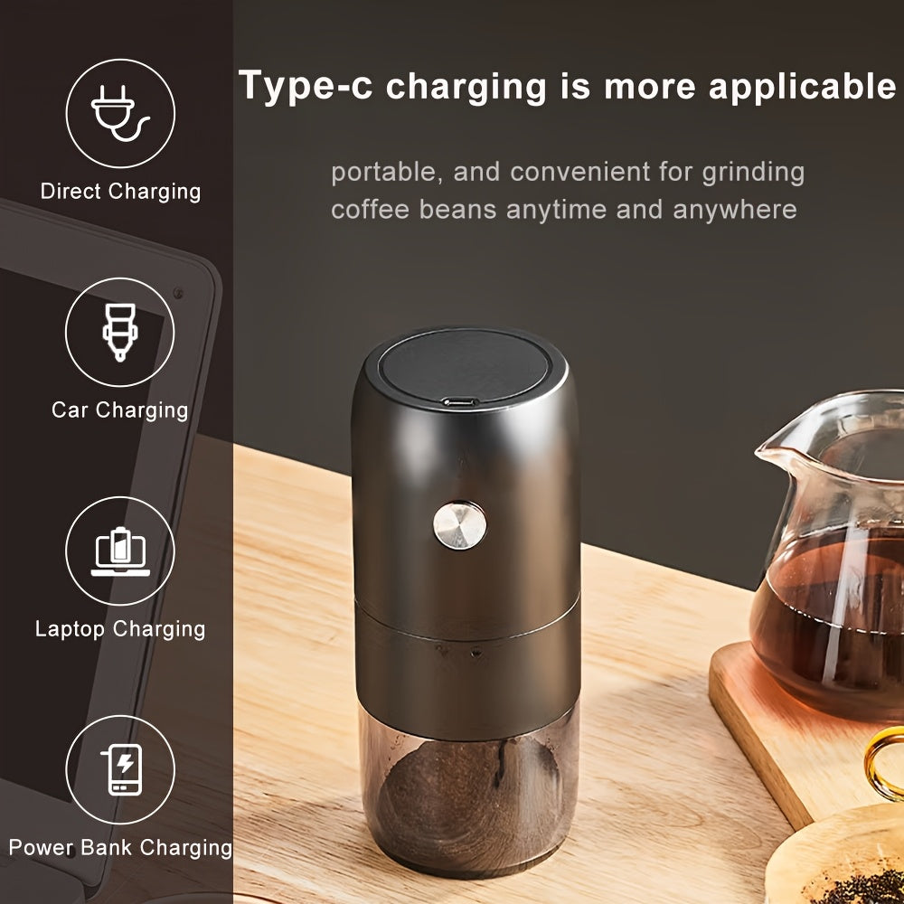 Molinillo de café eléctrico USB ajustable en grosor de molienda para hogar, viaje, camping, oficina duradero ABS